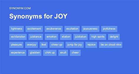 JOY Synonyms: 121 Similar and Opposite Words .
